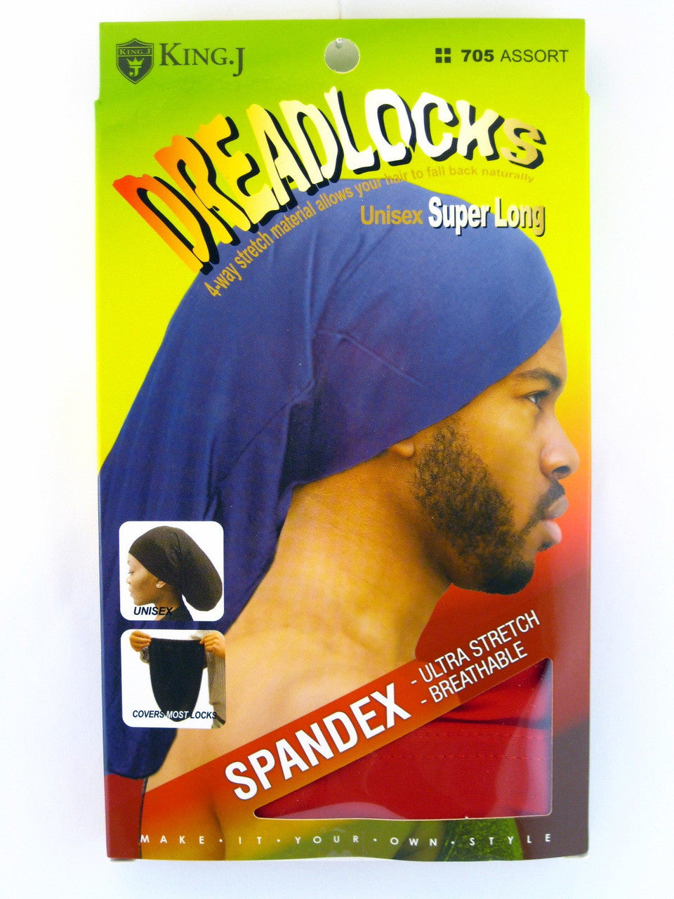 King.J Spandex Cap for Dreadlocks Unisex Super Long