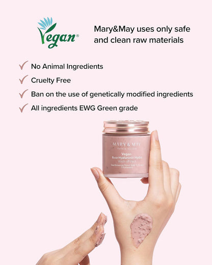 MARY & MAY Vegan Rose Hyaluronic Hydra Wash Off Mask Pack (4.4oz)