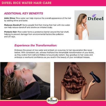 Difeel 99% Natural Premium Hair Oil - Rice Water (2.5 oz)