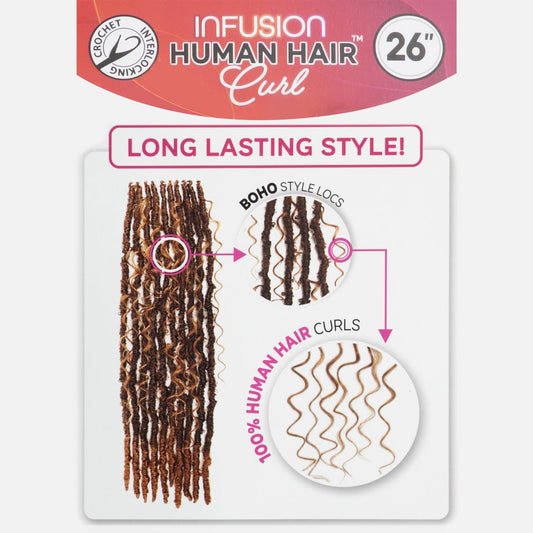 Bobbi Boss Human Hair Blend Crochet Braids - Deep Curl Boho Locs 26"