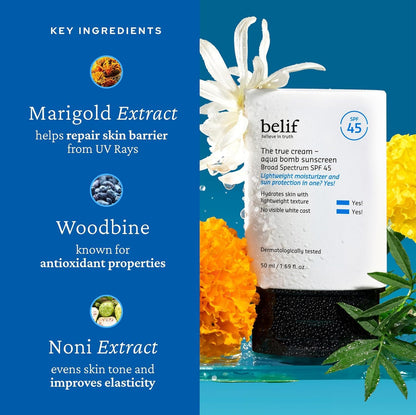 BELIF Aqua Bomb Hydrating Niacinamide Sunscreen SPF 45 (1.69oz)