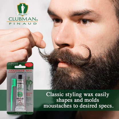 CLUBMAN Moustache Wax with Brush Comb