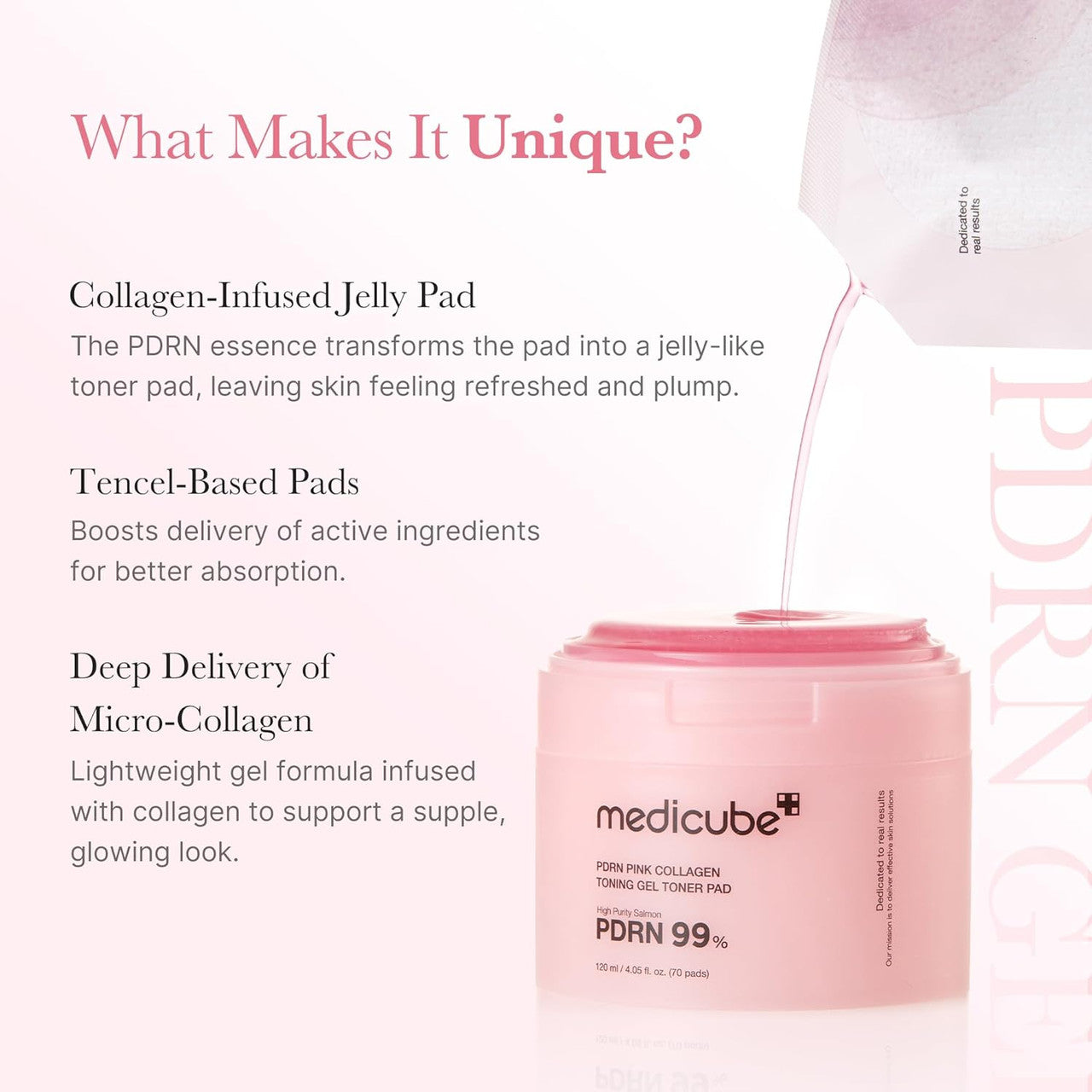 MEDICUBE PDRN Pink Collagen Toning Gel Toner Pad (70Pads)
