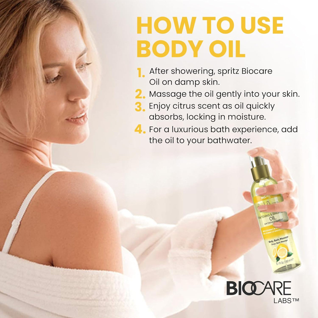 Biocare Skin Toning & Brightening Vitamin C Body Oil (6.1oz)