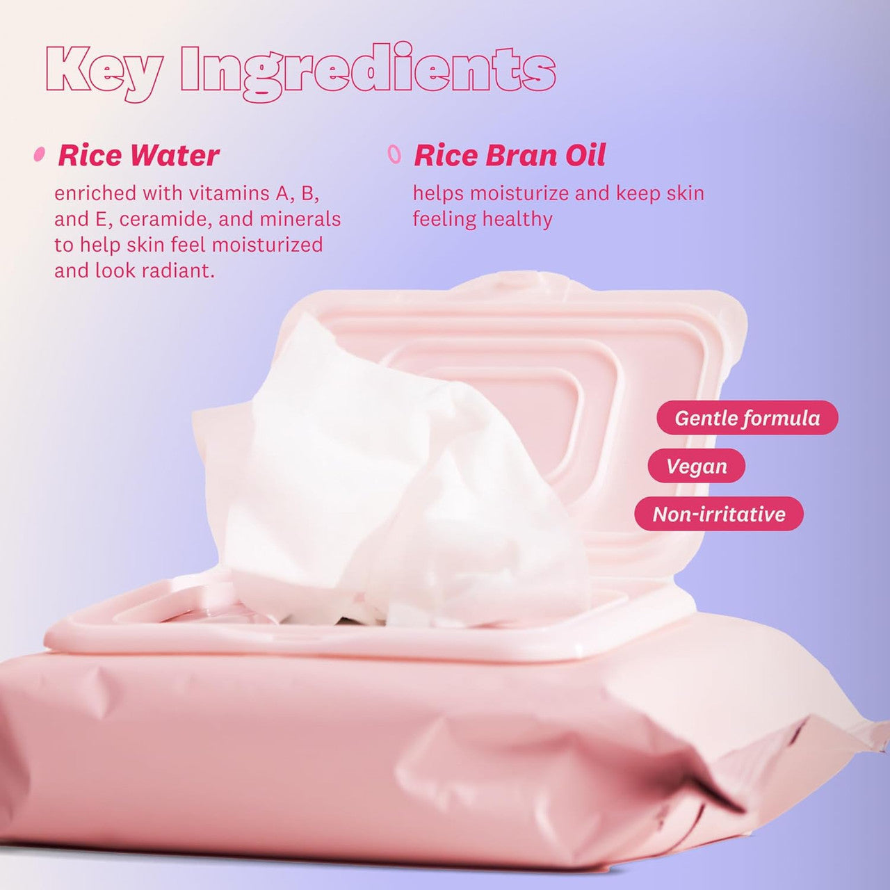 THE FACE SHOP Rice Water Bright Cleansing Facial Wipes, Vegan (50CT)