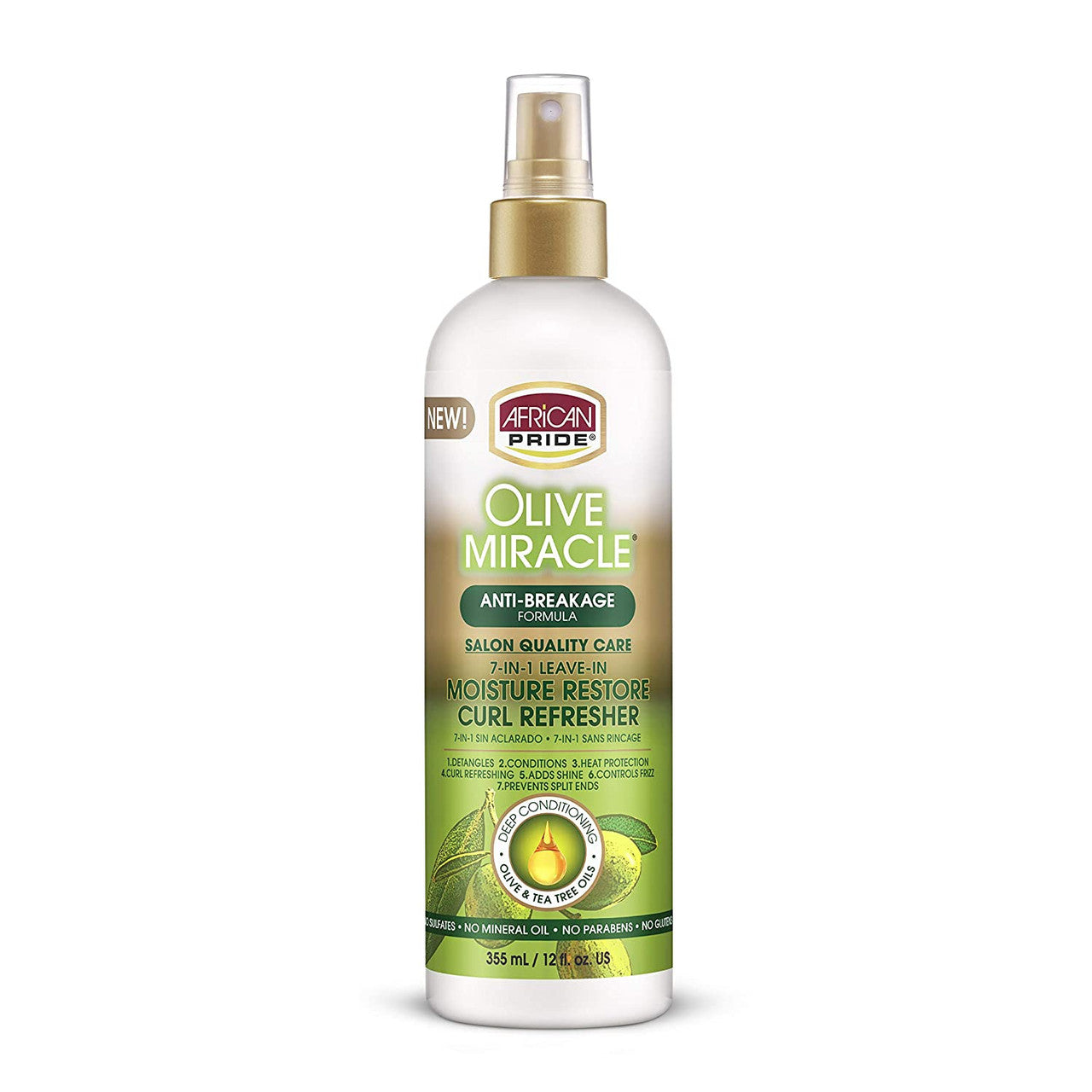 African Pride Olive Miracle 7-IN-1 Leave-In Moisture Restore Hair Curl Refresher