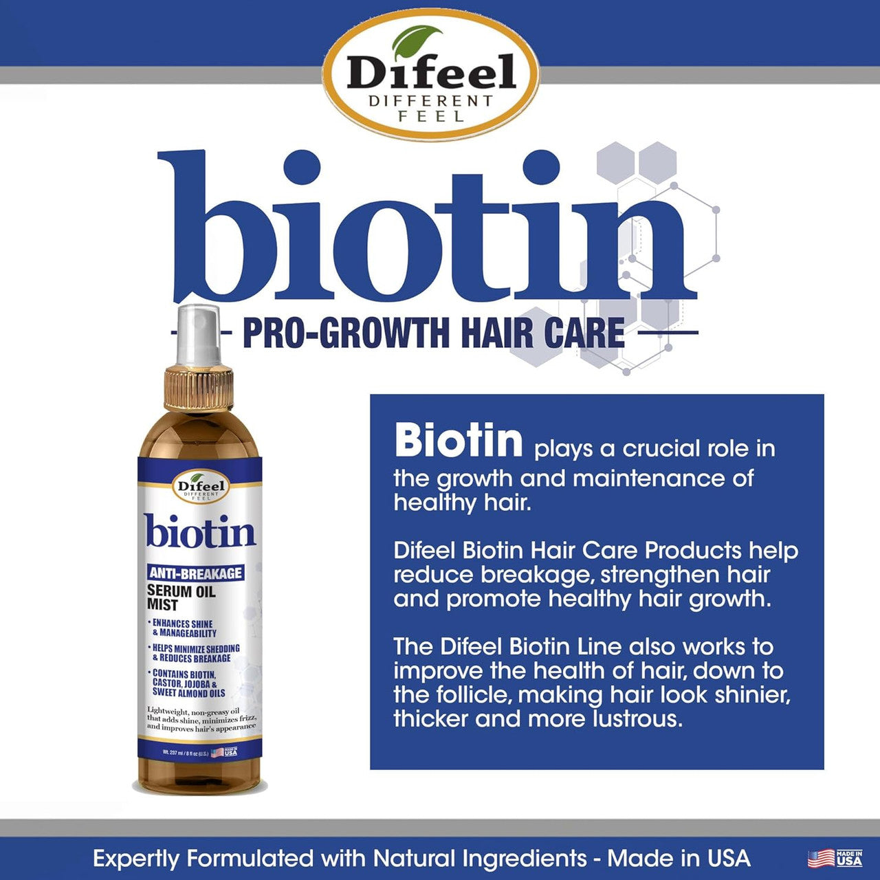 Difeel Biotin Anti-Breakage Serum Oil Mist (8oz)