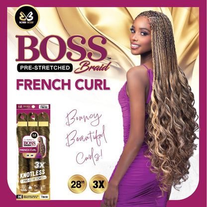 Bobbi Boss Synthetic Pre-Stretched Braids - 3X Knotless French Curl 28"