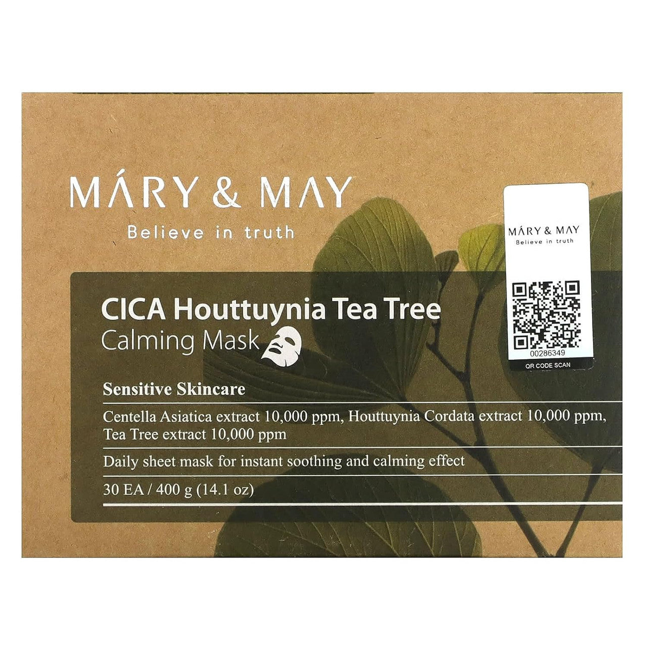 MARY & MAY CICA Houttuynia Tea Tree Calming Mask (30Sheets)