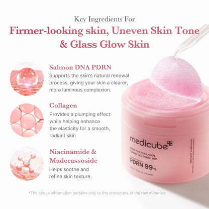 MEDICUBE PDRN Pink Collagen Toning Gel Toner Pad (70Pads)