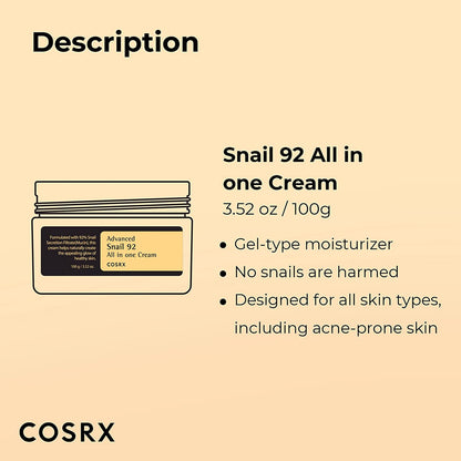 COSRX  Advanced Snail 92 All In One Cream (3.52 oz)