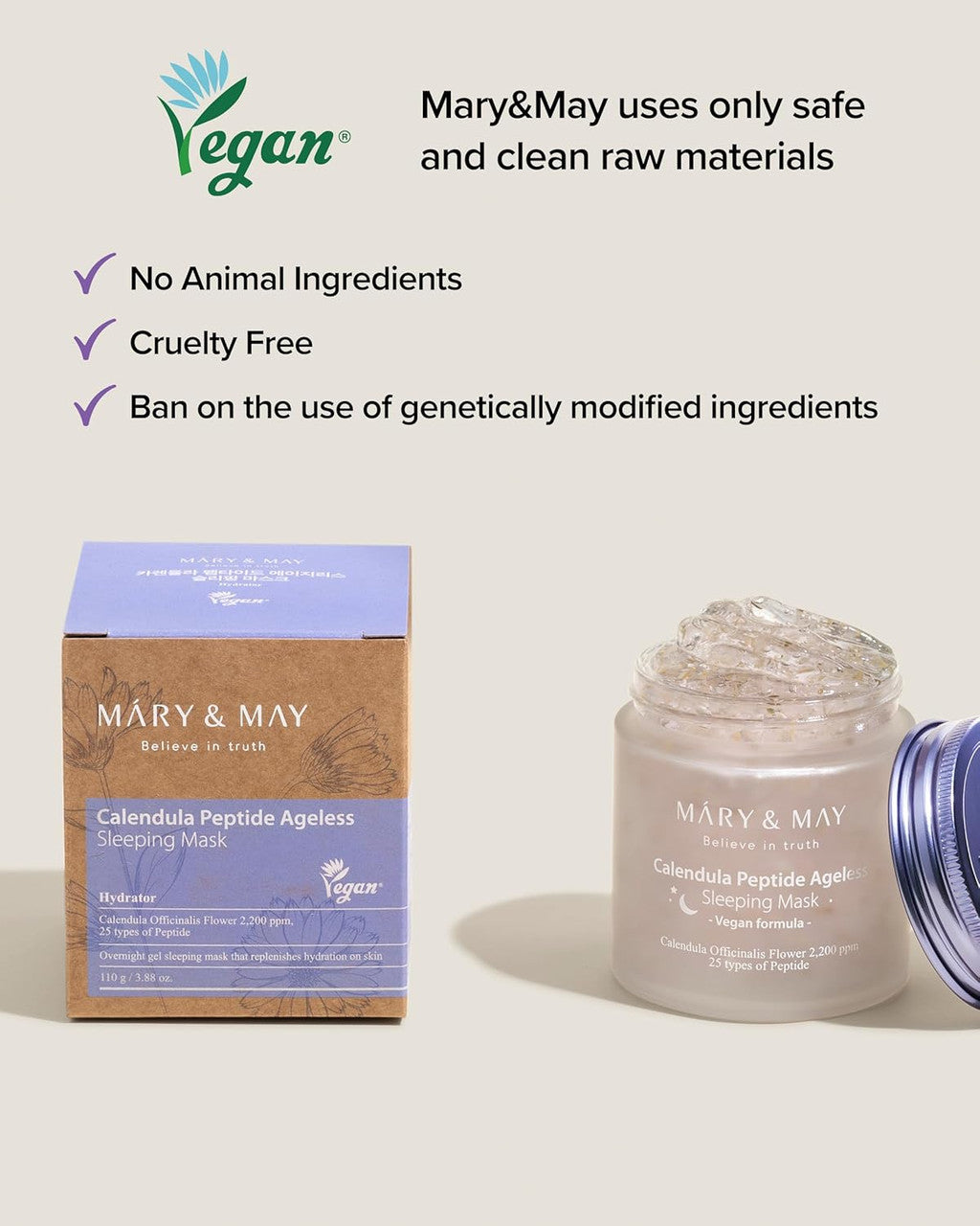 MARY & MAY Vegan Calendula Peptide Ageless Sleeping Mask (3.7oz)