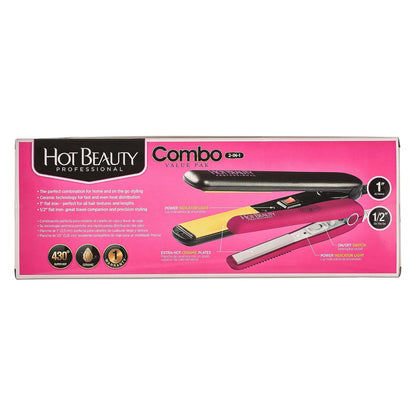 Hot Beauty Ceramic Flat Irons 2-in-1 Combo Value Pack (1" and Mini 1/2")