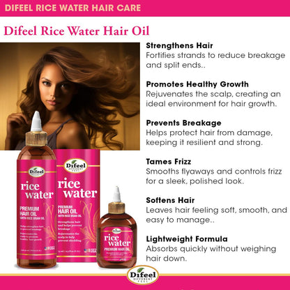 Difeel 99% Natural Premium Hair Oil - Rice Water (2.5 oz)