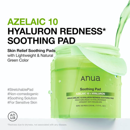 ANUA Azelaic 10 Hyaluron Redness Soothing Pad (90 Pads)