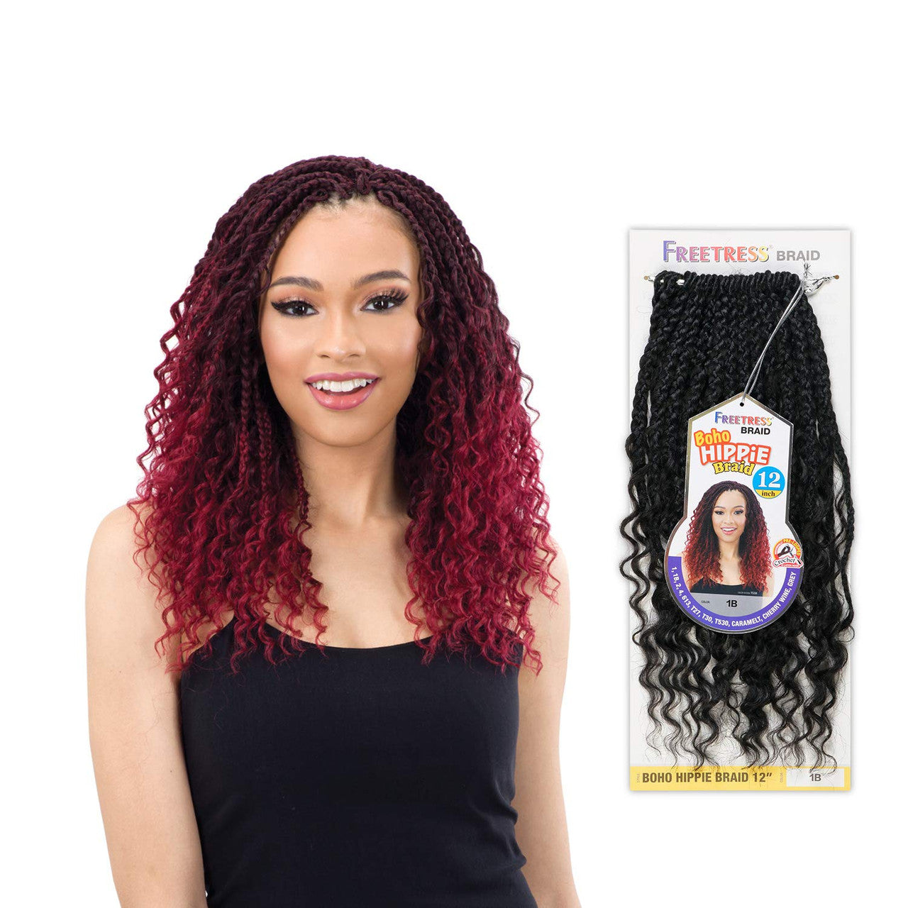 SHAKE N GO Freetress Braid Synthetic Crochet Hair - Boho Hippie Braid 12"