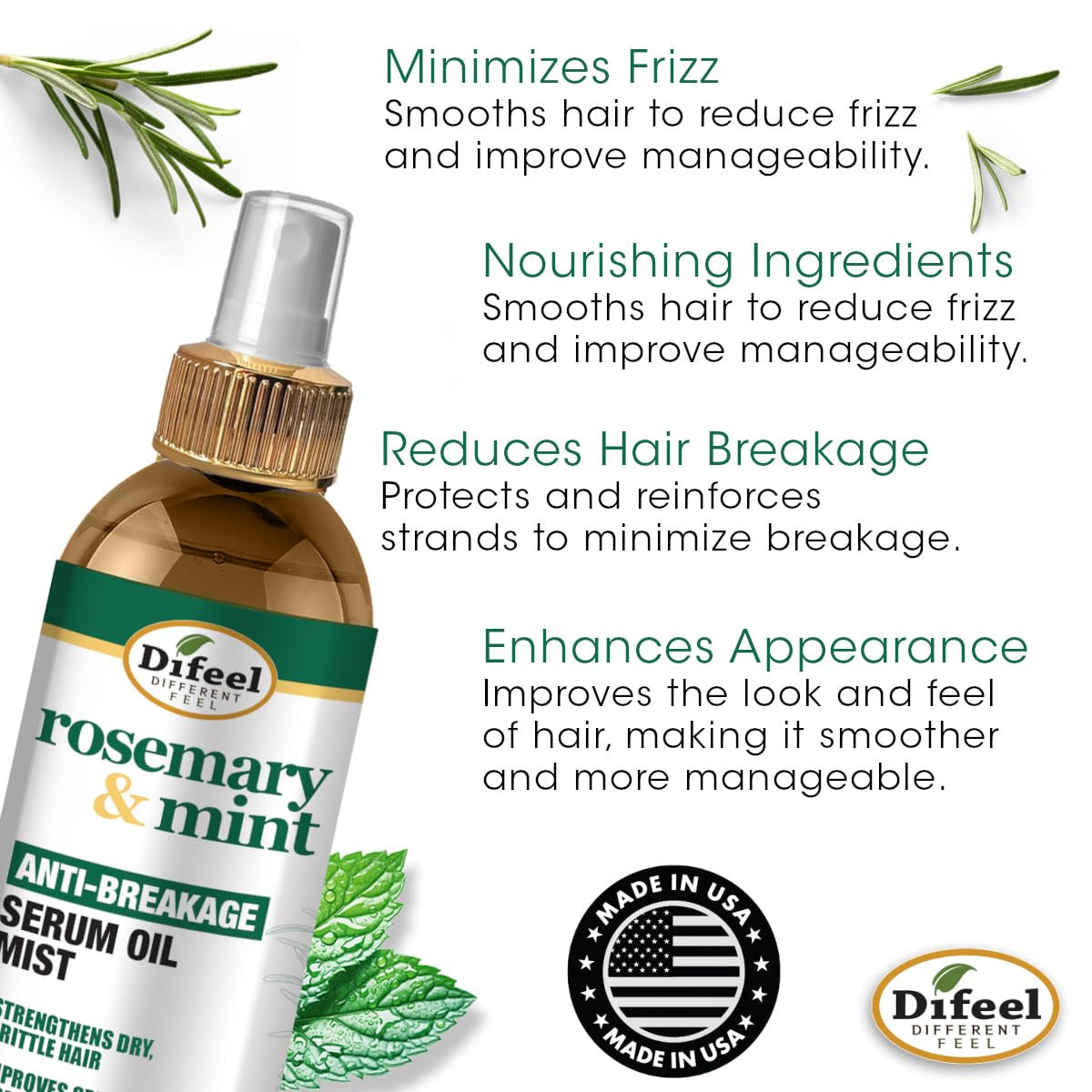Difeel Rosemary and Mint Anti-Breakage Serum Oil Mist (8oz)