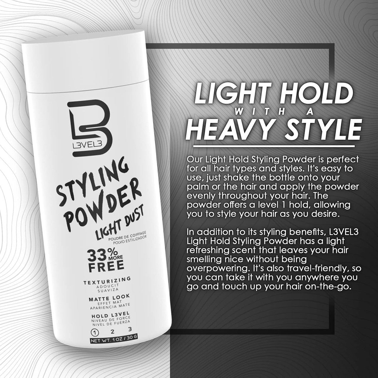 LEVEL 3 Light Hold Styling Powder - Light Dust (1oz)