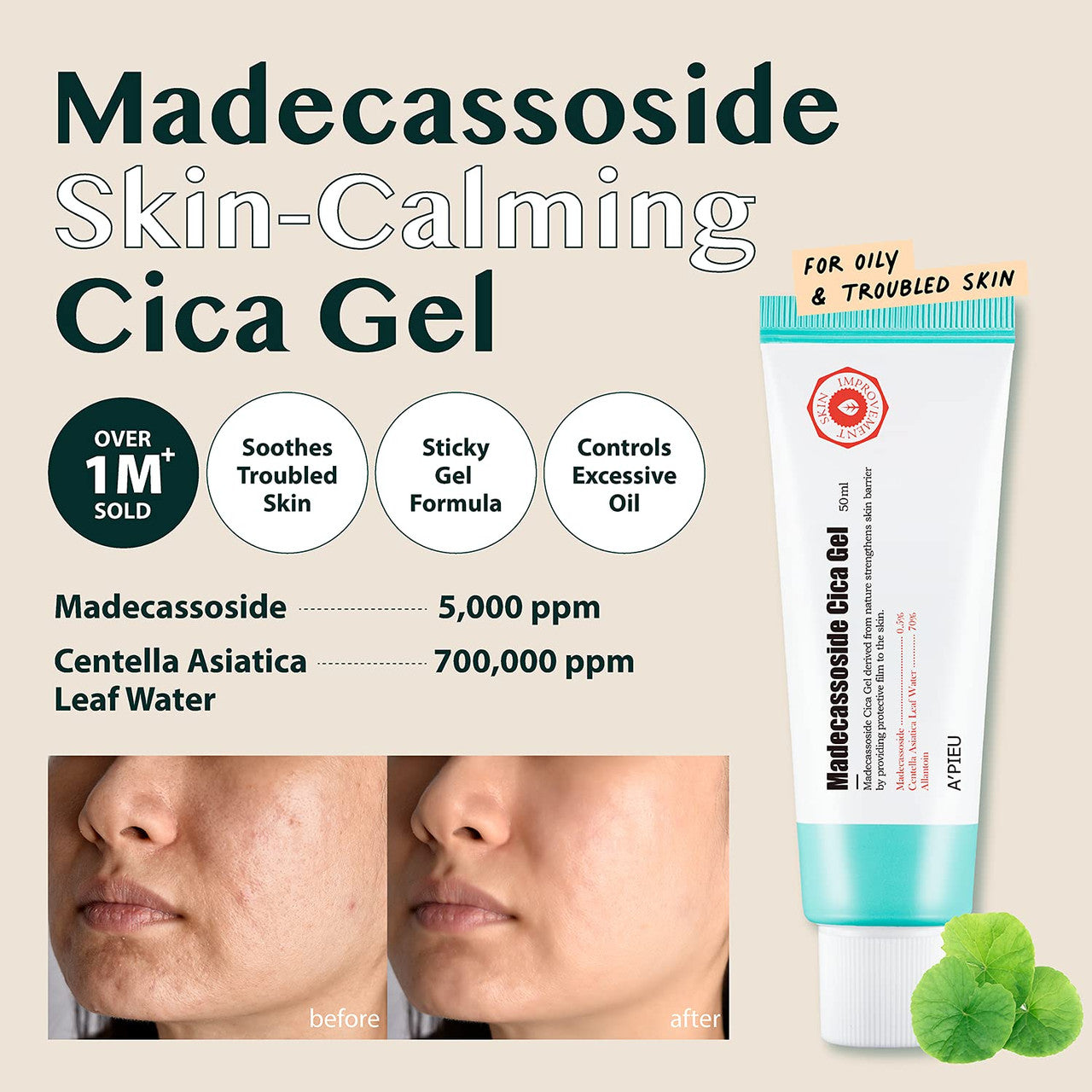 [A'PIEU] Madecassoside Cica Gel (1.69 oz)