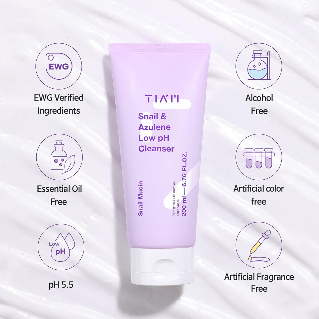 TIAM Snail & Azulene Low pH Cleanser (6.76 oz)