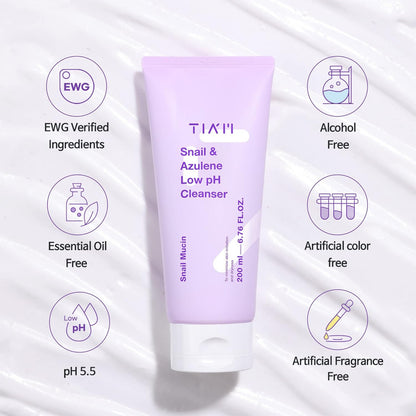 TIAM Snail & Azulene Low pH Cleanser (6.76 oz)