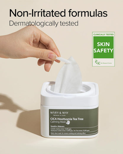MARY & MAY CICA Houttuynia Tea Tree Calming Mask (30Sheets)
