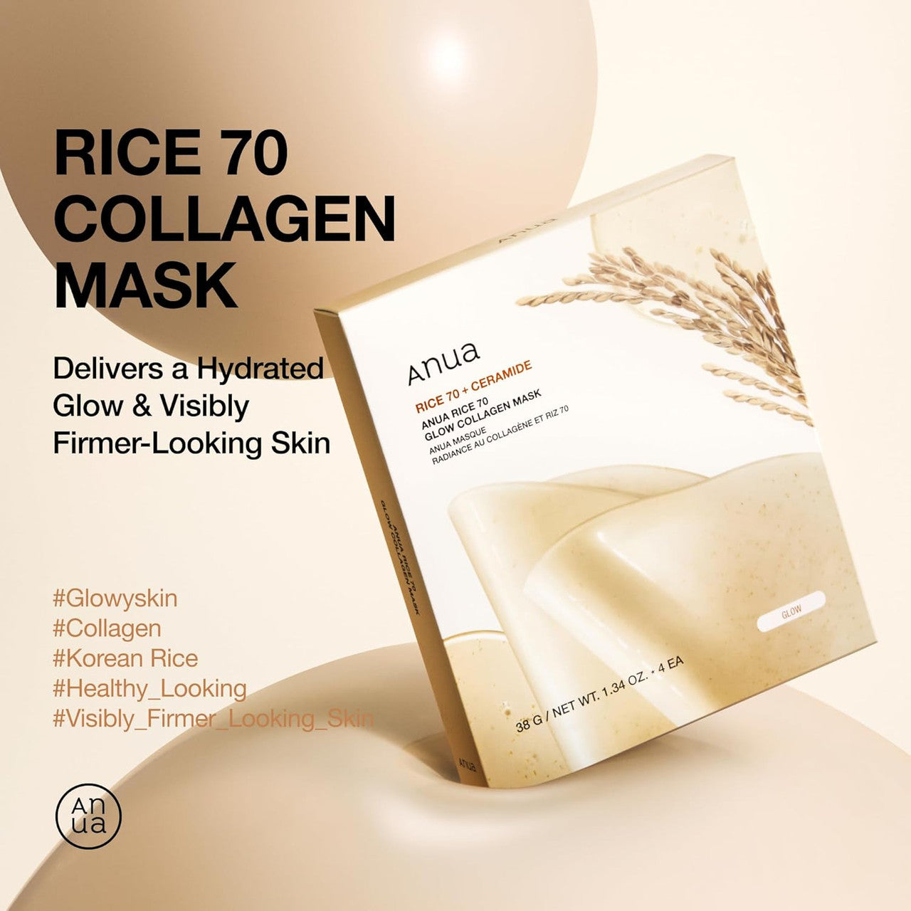 Anua Rice 70 Glow Collagen Mask (1 sheet)