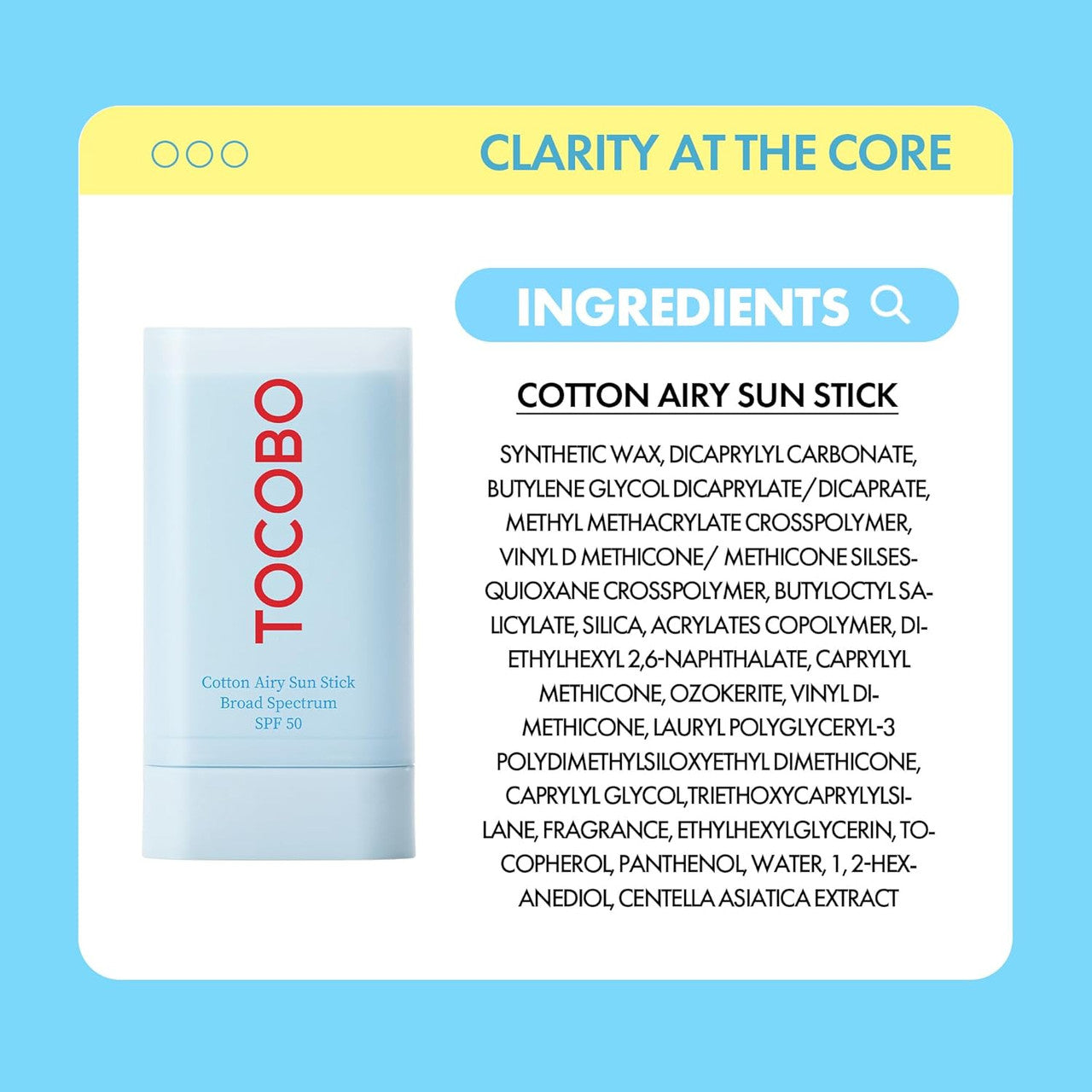 TOCOBO Cotton Airy Sun Stick SPF50+ (0.67oz)