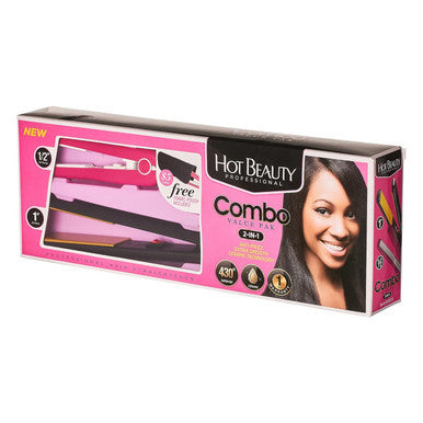 [WHOLESALE] Hot Beauty Ceramic Flat Irons 2-in-1 Combo Value Pack (1" and Mini 1/2") (x 12 )