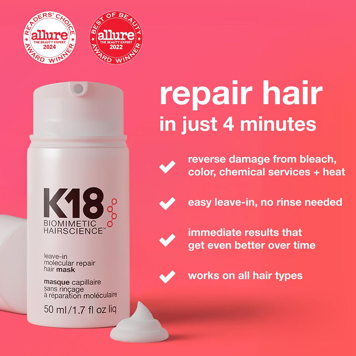 K18 Leave-In Molecular Repair Hair Mask (0.5oz)
