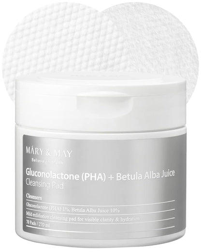 MARY & MAY Gluconolactone PHA Betula Alba Juice Cleansing Pad (70Pads)