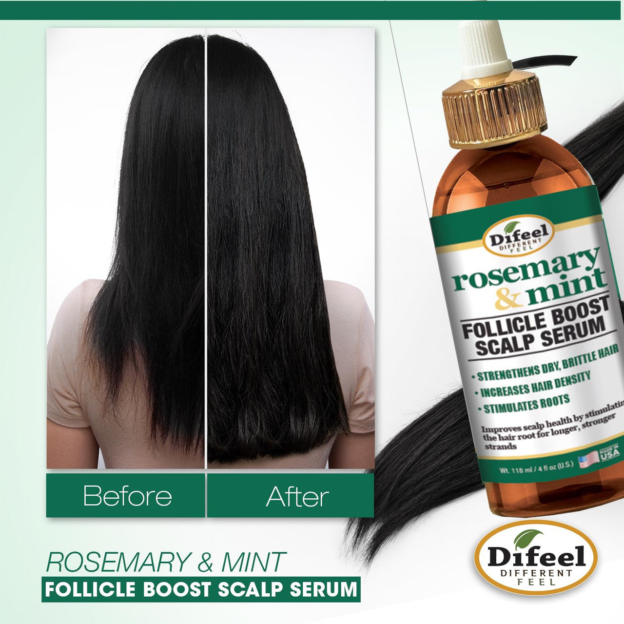 Difeel Rosemary & Mint Follicle Boost Scalp Serum (4oz)
