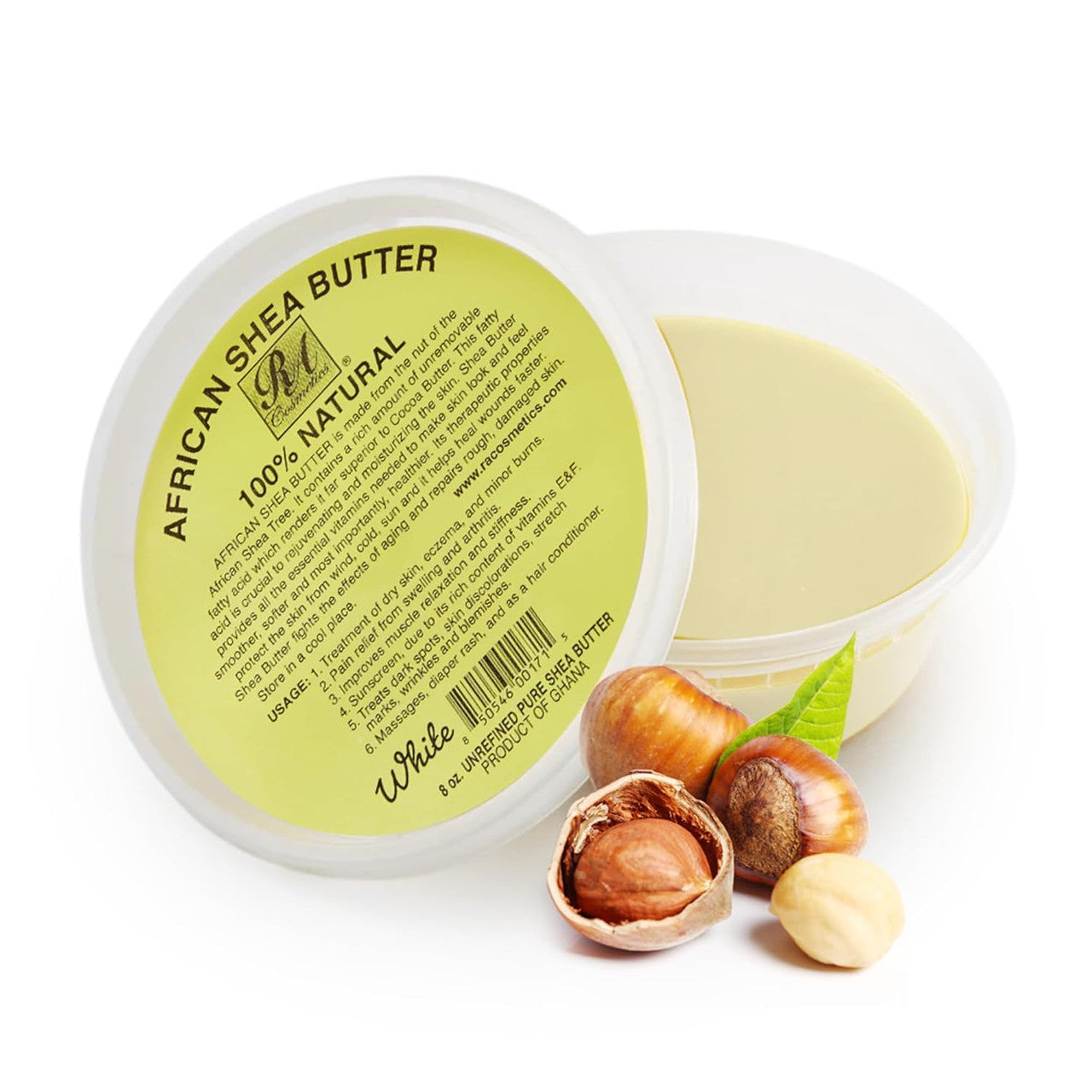 RA Cosmetics 100% Natural African Shea Butter Solid (White)
