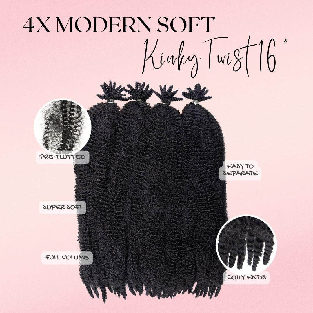 Mayde Beauty Synthetic Crochet Braids - 4X Modern Soft Kinky Twist 16"