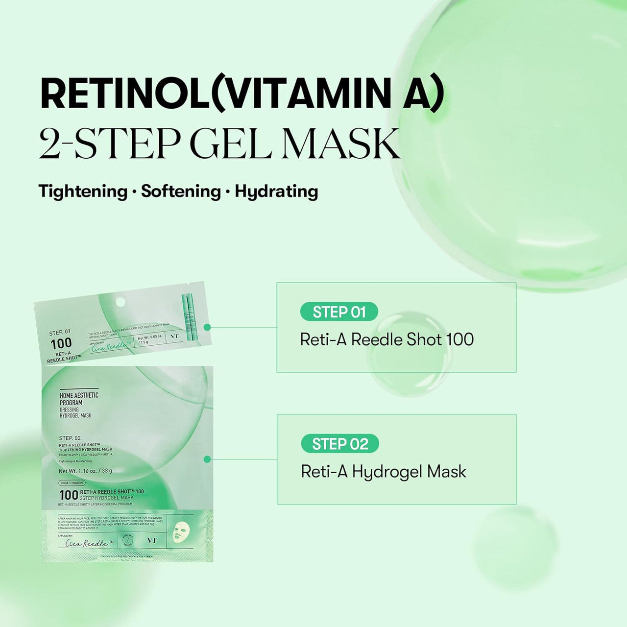 VT COSMETICS Reti-A Reedle Shot 100 2-Step Hydrogel Mask (1Sheet)