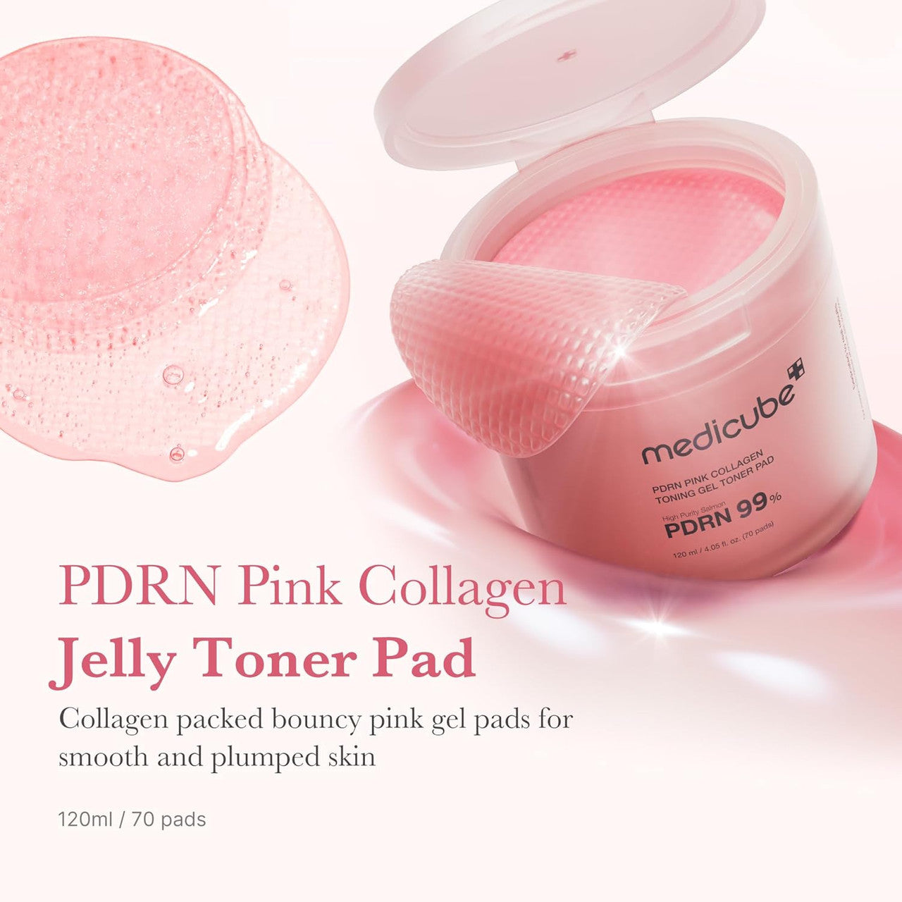 MEDICUBE PDRN Pink Collagen Toning Gel Toner Pad (70Pads)