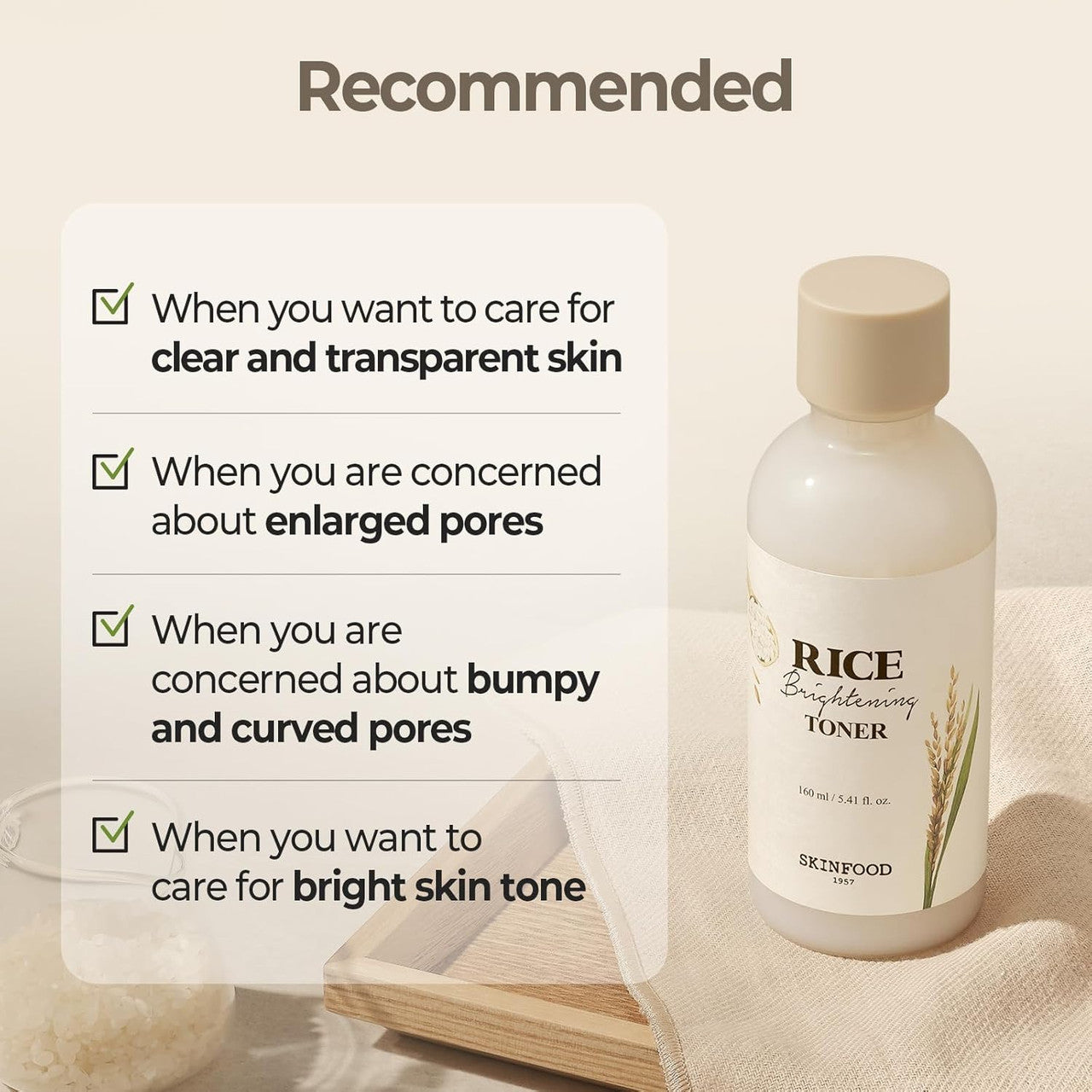 [SKINFOOD] Rice Brightening Toner (5.4oz)