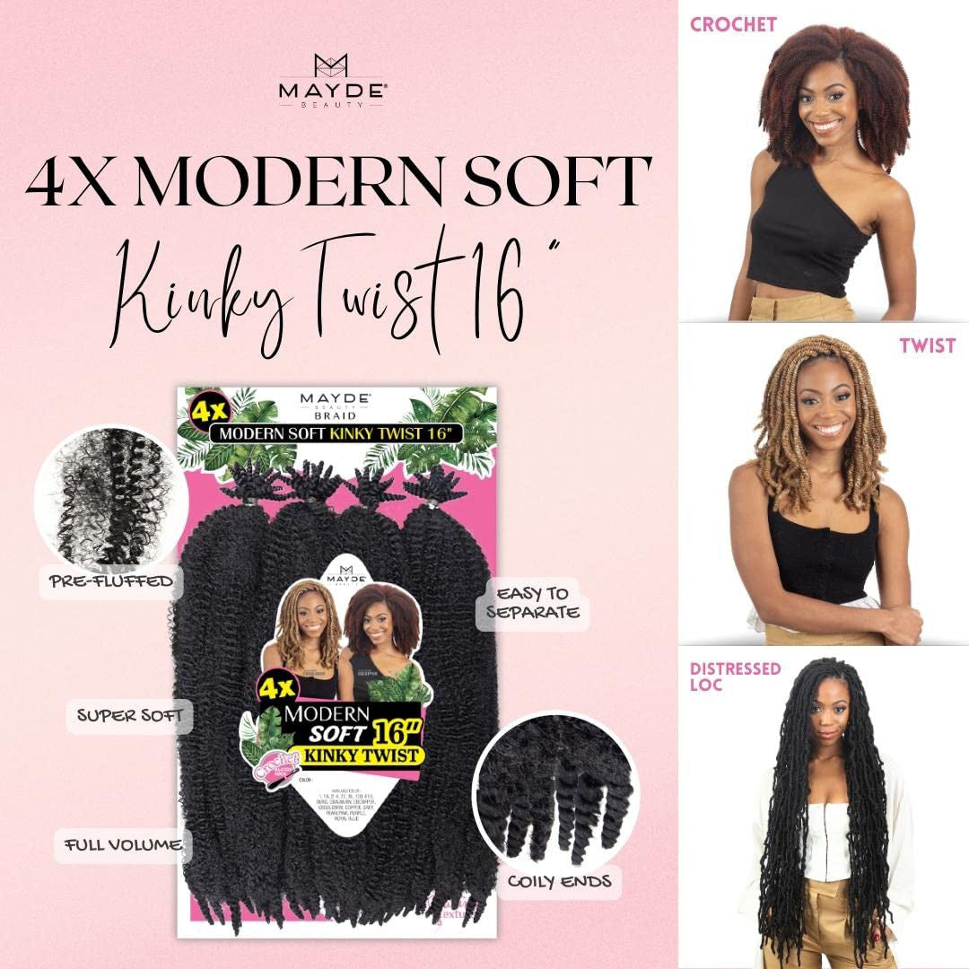 Mayde Beauty Synthetic Crochet Braids - 4X Modern Soft Kinky Twist 16"