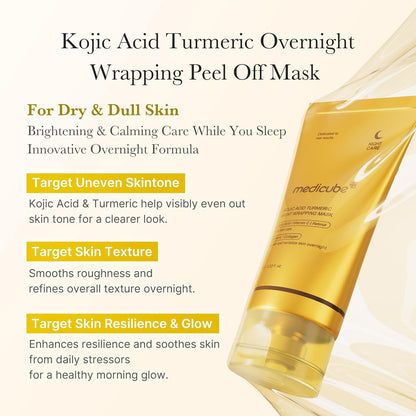 MEDICUBE Kojic Acid Turmeric Overnight Wrapping Peel Off Mask (2.53 oz)