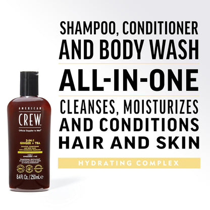 American Crew 3-IN-1 Ginger Tea Shampoo, Conditioner and Body Wash (8.4 oz)