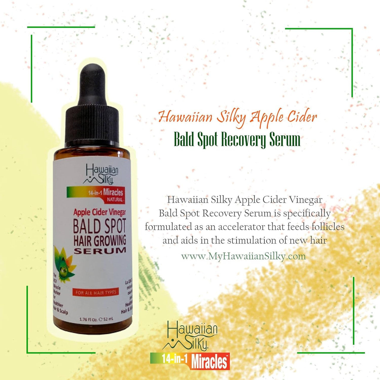 Hawaiian Silky 14 In 1 Miracles Apple Cider Vinegar  Bald Spot Hair Recovery Serum (1.76 oz)