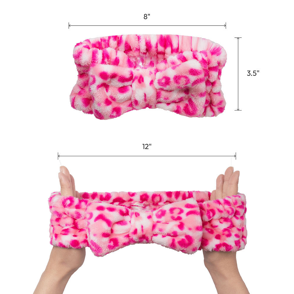 RED Plush Spa Headband (Pink Leopard)