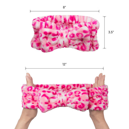 RED Plush Spa Headband (Pink Leopard)