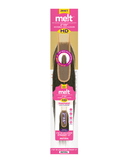 Janet Collection 100% Human Hair 2X6 HD Lace Closure - Straight (10"-18")