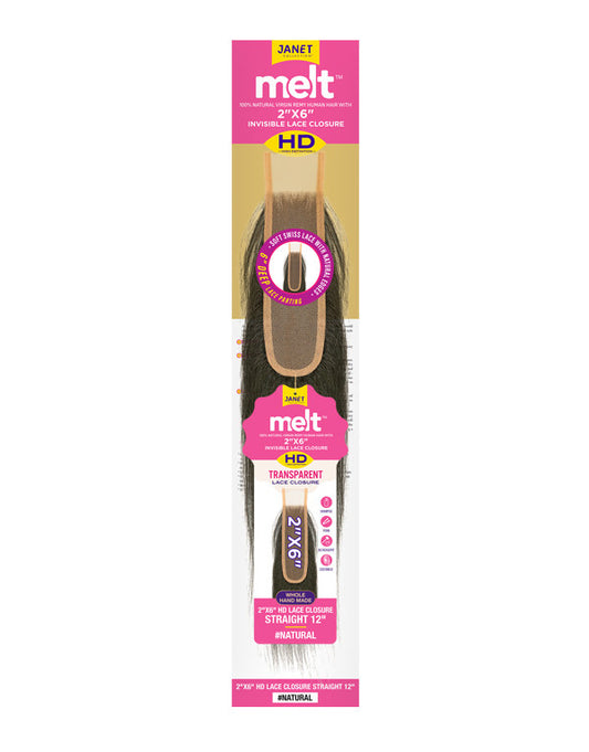 Janet Collection 100% Human Hair 2X6 HD Lace Closure - Straight (10"-18")