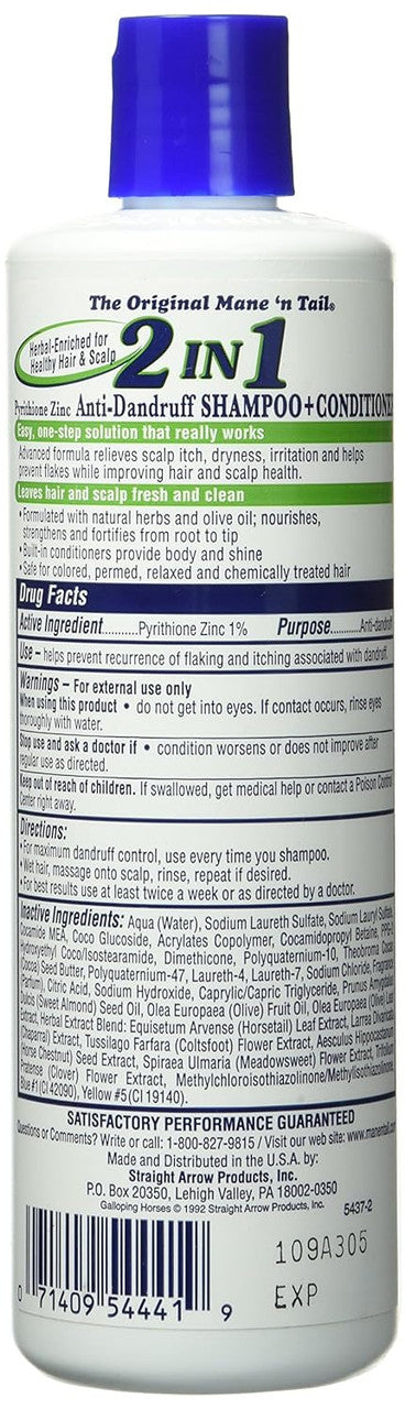 MANE 'N TAIL 2 in 1 Anti-Dandruff Shampoo and Conditioner (12 oz)