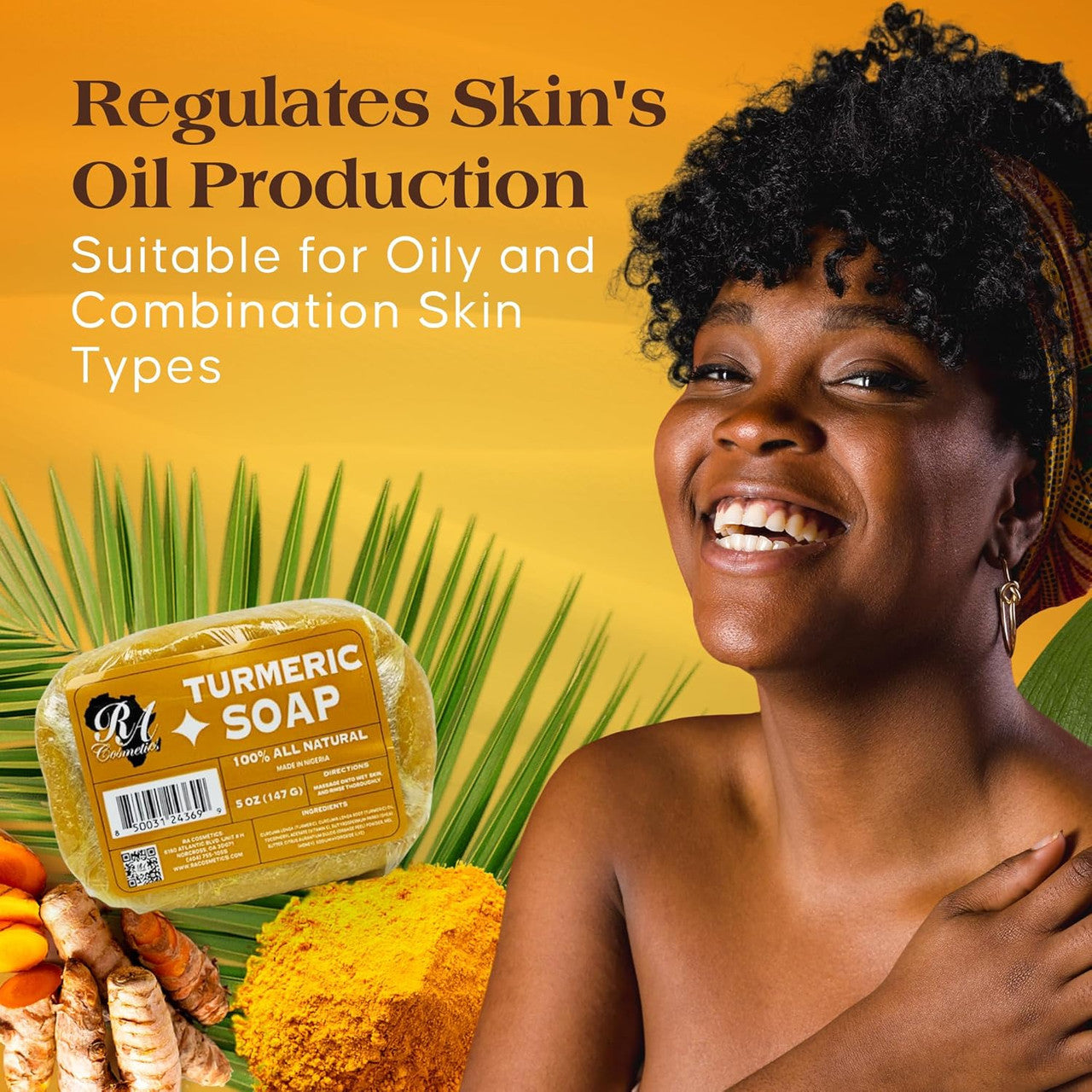RA Cosmetics 100% All Natural Turmeric Soap (5 oz)