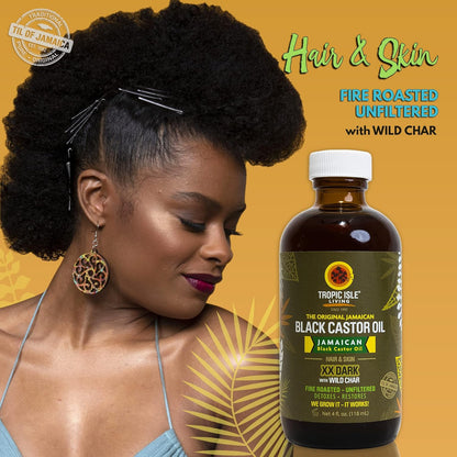 Tropic Isle Living Jamaican Black Castor Oil XX Dark with Wild Char (4 oz)