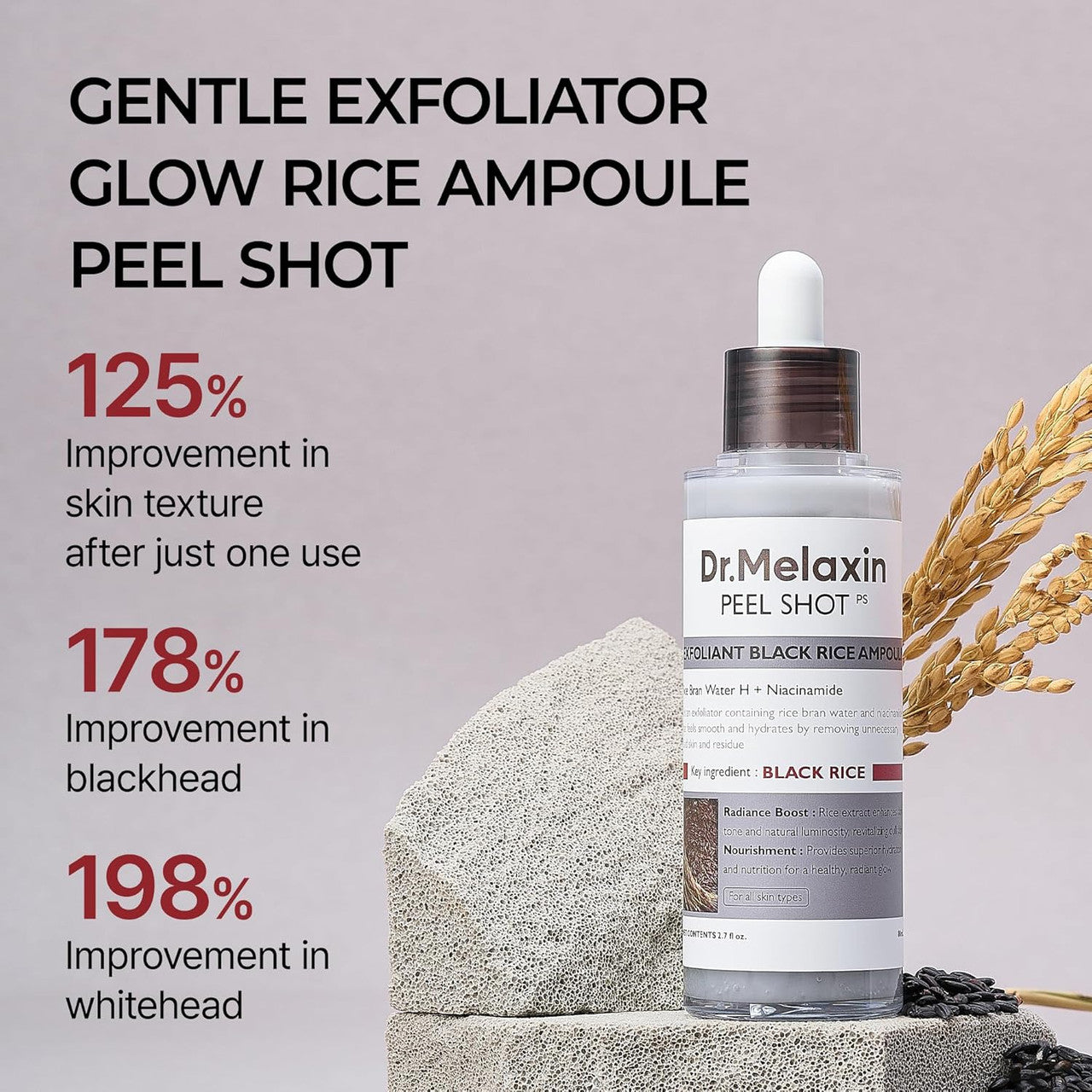 DR. MELAXIN Peel Shot Glow Black Rice Peeling Ampoule (80ml)