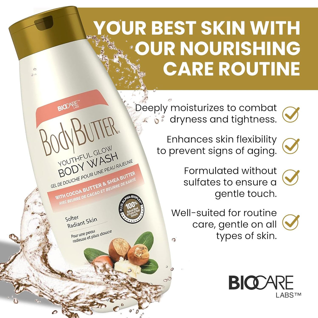 Biocare Body Butter Wash with Cocoa Butter & Shea Butter (16.5oz)